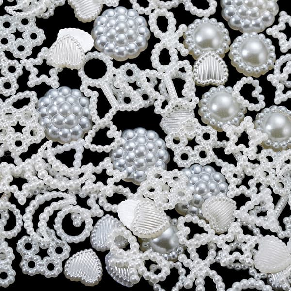 100 stk imiterte perleperler Blomst Hjerte Stjerne Måne Avstandsperle A3