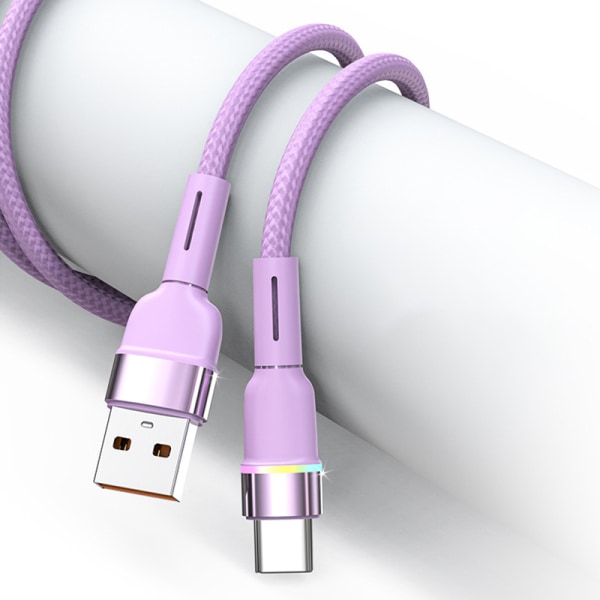 6A 120W USB Typ C LED-kabel för P30 P20 13 12 Pro Snabbladdning Purple 1m-Lighting