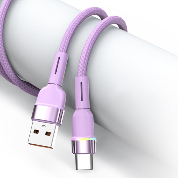 6A 120W USB Typ C LED-kabel för P30 P20 13 12 Pro Snabbladdning Purple 1m-Micro USB