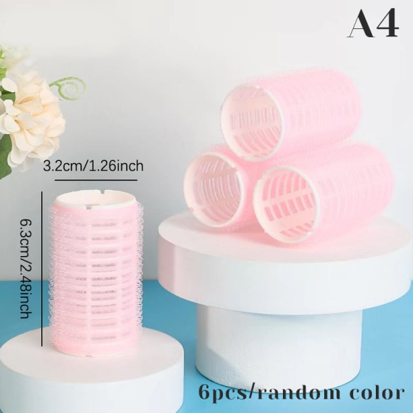 6st Self Grip Hair Rollers Cling Hair Curlers Rollers Hairdres Random Color 1.5cm