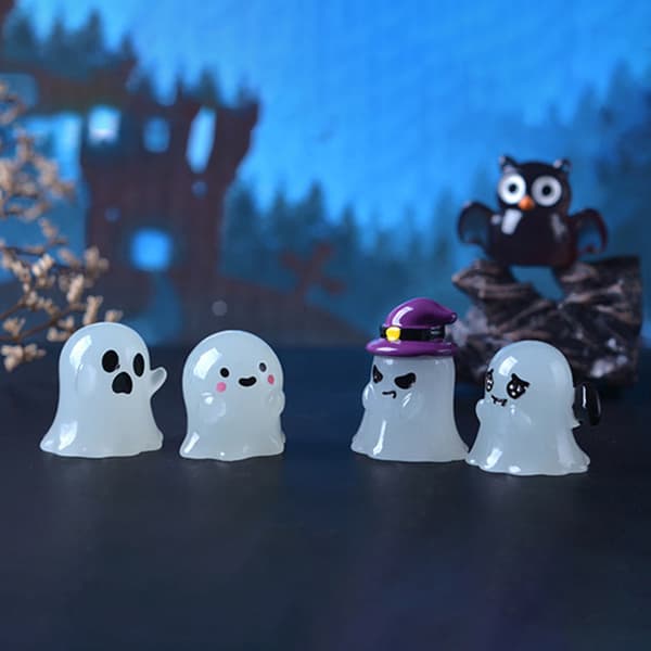 Ny Halloween Ugle Spøgelse Lysende Serie Mikro Landskab Lille O C