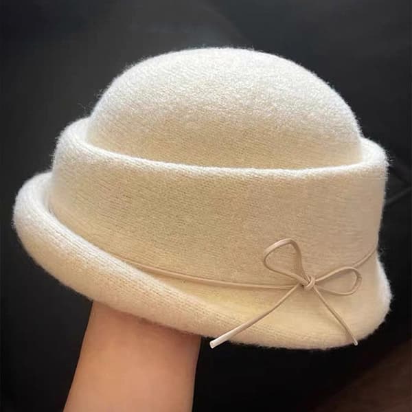 Sort uld tophat baret til kvinder efterår vinter fransk stil fis Black