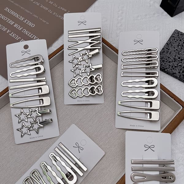 8st Silver Metall Hårnål Ankklämma Hårklämmor Sidolugg W E