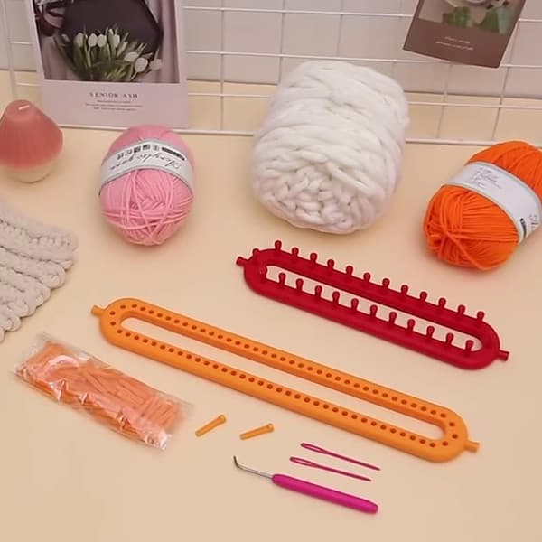 1 set rektangulär rund stickram vävning halsduk tröja hatt S K-24cm