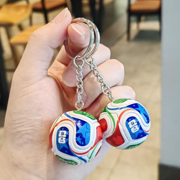 3D Simulation Fodbold Nøglering PVC Kreativ Mini Nøglering Taske 3
