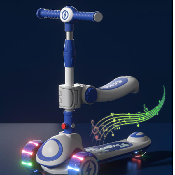 Blå Bolt Rider 3-i-1 Sparkcykel för Barn – Balanscykel, Kickbike & Föräldrahjälp (2–7 år)