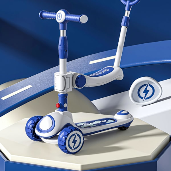 Blå Bolt Rider 3-i-1 Sparkcykel för Barn – Balanscykel, Kickbike & Föräldrahjälp (2–7 år)