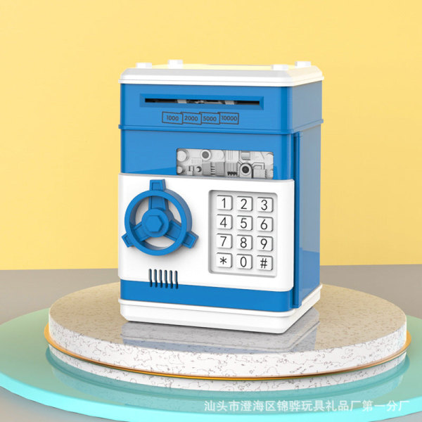 Sparegris til børn Møntpenge ATM Fødselsdag Smart Adgangskodebeskyttelse Box CQ9 Blue