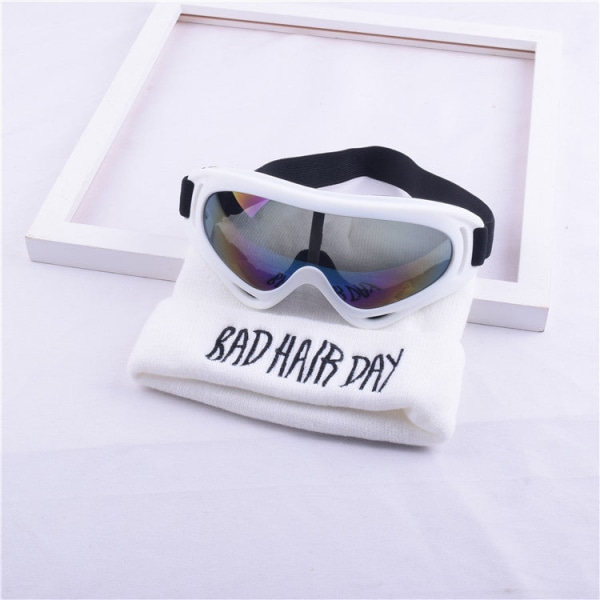 Lämmin talvi Neulottu Pipo Hatut Korean Samatyyliset Miesten ja Naisten Brodeeratut lasit Villa Pariskunta Unisex Milky White Fleece-lined hat glasses M