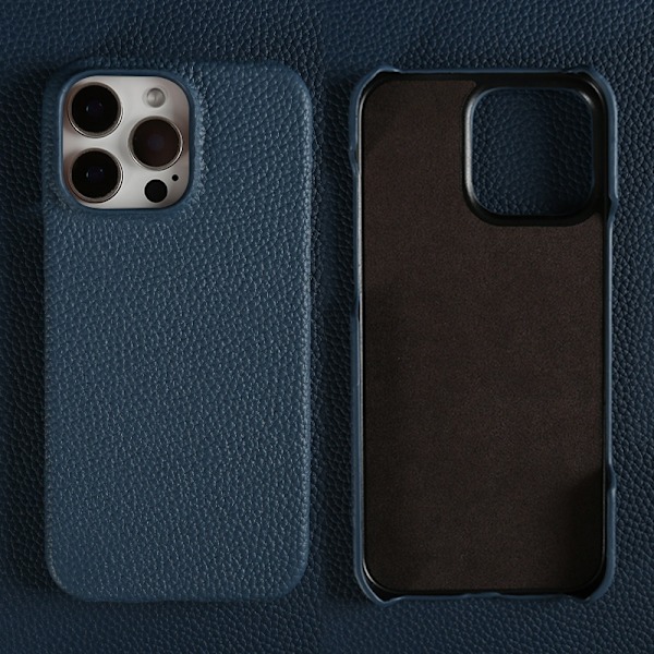 Fodral för iPhone 13pro Mörkblått läder Premium kohud