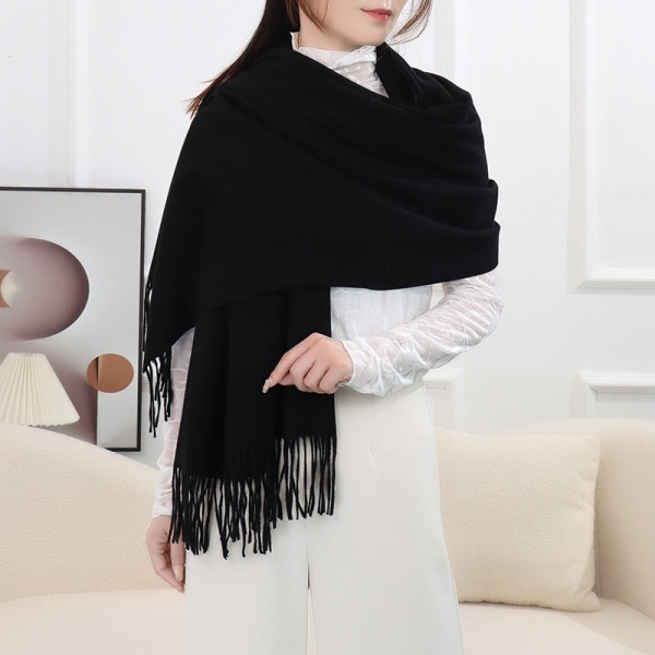 Cashmere dusk kvinners høst vinter skjerf teppe wrap sjal stjal varm myk black