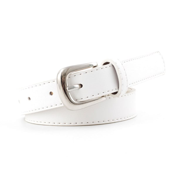 Damebelter Nytt allsidig legeringsnål Spennebelte Dekorativt lys Pu matchende jeansbelte for kvinner White 105x2.3cm