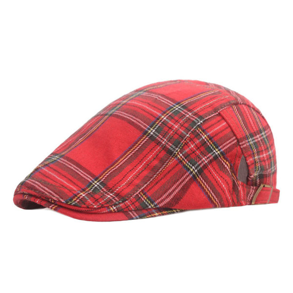 Baskerhatt Rutigt tyg Advance Hats Konstnärlig ungdom Peaked Cap College Style Basker Solhattar för män och kvinnor Red Adjustable