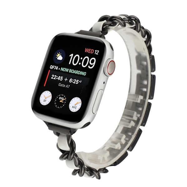 Urrem til Apple Watch iWatch 38/40/41/ 10. generation 42mm sort med hvid