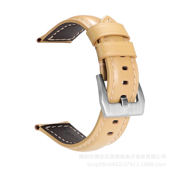 Klockarmband för Apple Watch iWatch Tillämpligt gränssnitt 42-44-45-49mm HW-Glansigt läder ljusbrunt-Silverspänne- PNH
