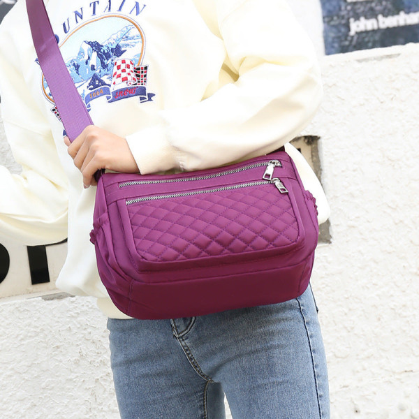 Backpack Shoulder Bag Nylon Cloth Bag Messenger Bag Casual Mummy Bag Rhombus   Can Be Fixed Snow Blue