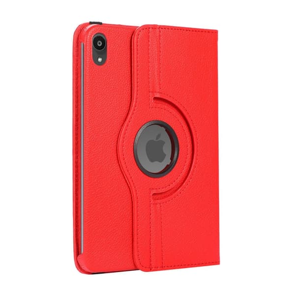Stilfuldt etui til iPad mini 4/5 rød lychee tekstur roterende læder Red