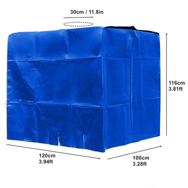 IBC Vanntankdeksel Ton fat Tilbehør 1000L Vanntett Støvtett beskyttelsesdeksel 120x100x116cm blue