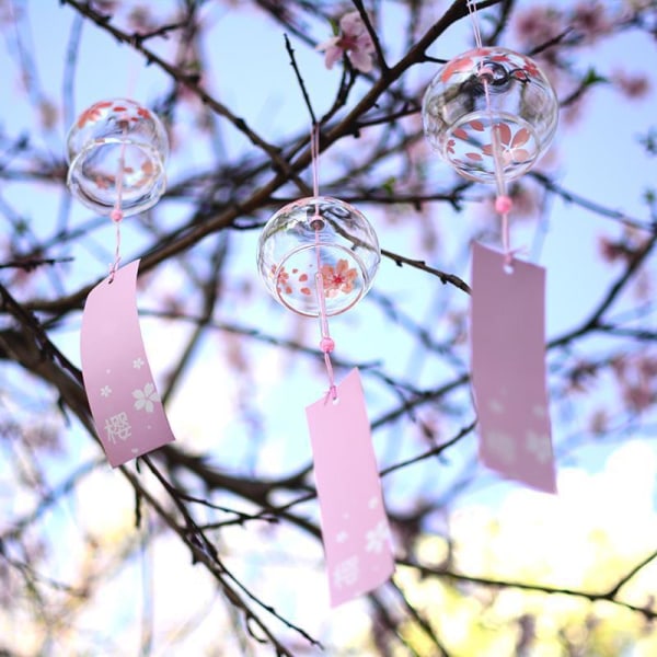 Vindklokker Glasklokke Kreativ Soveværelse Pendler Meditation Sommer Pink cherry blossom