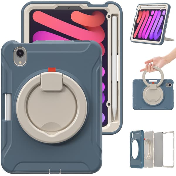 Stilfuldt etui til iPad mini4/mini 5 Kornblomstblå Roterende Trippel-Robust
