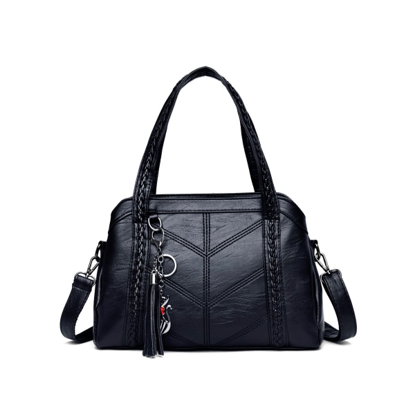 Kvinnor Damhandväska Shoulder Crossbody Bag Stor kapacitet Bärbar mjuk läderväska Dark Blue