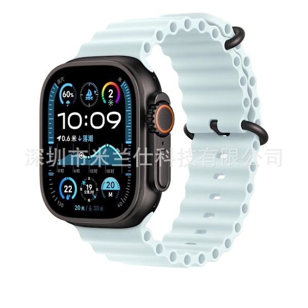 Urrem til Apple Watch iWatch 42/44/45/46/49mm fjeder spænde 24 isblå sort spænde