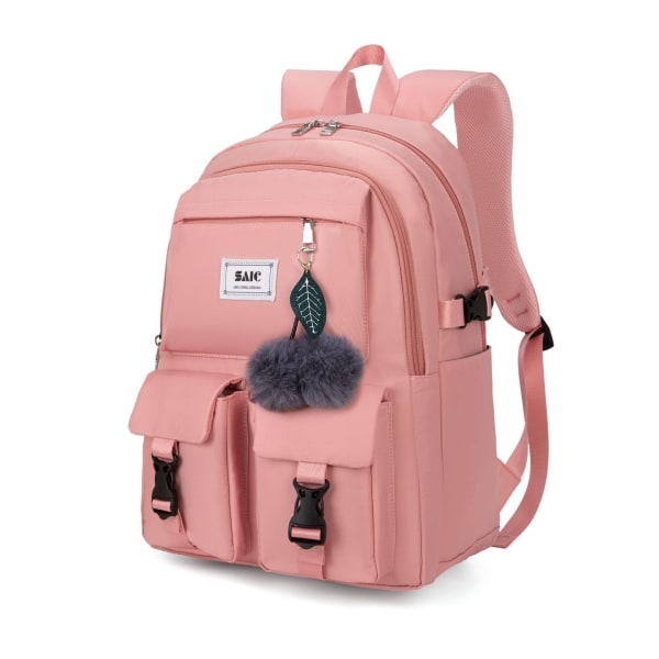 Kvinder pige rygsæk skuldertaske skoletaske Kvinde Junior High School College Stor Kapacitet Koreansk stand Simple Travel Pink