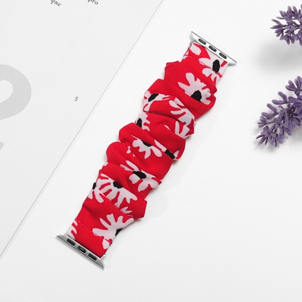 Klockarmband för Apple Watch iWatch 38/40/41/42MM Röd bakgrund med vit prästkrage-20