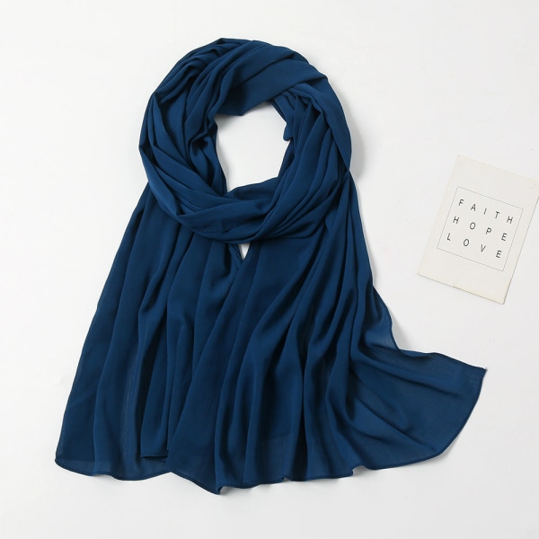 Dametørklæde sjal 2022 Monokrom Chiffon åndbar Blue 175-70cm