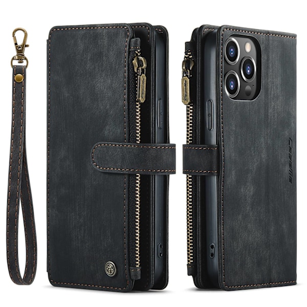 Etui til iPhone15 6.1 Sort læder kortholder