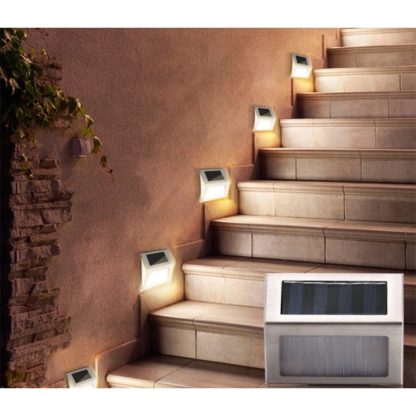 Solar LED trappelys Gårdsplass Utendørs Vanntett liten vegglampe Warm Light  4602 | Warm Light | Fyndiq