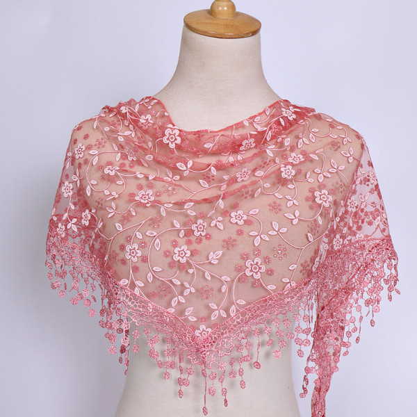 Dametørklæde sjal 2022 forår og efterår Blomsterblonde åndbar hul ud 1# Pink 150-40cm