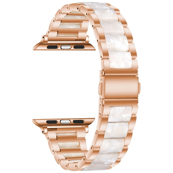 Urrem til Apple Watch iWatch 42-44-45MM Rosaguld + Flash Hvid Resin