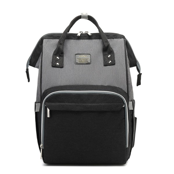 Pusletasker Mommy Bag Multi-Function Rygsæk Stor Kapacitet Casual Fashion Rygsæk Black and gray