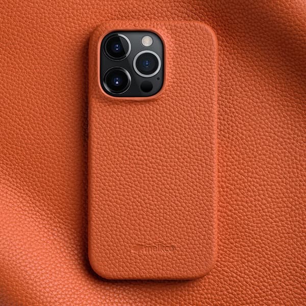 Deksel til iPhone 13 oransje lær anti-fall