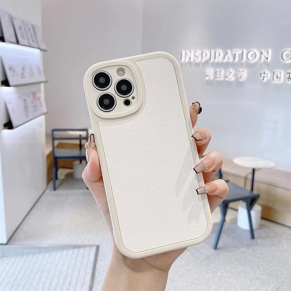 Etui til iPhone 13 hvidt shell læder efterår og vinter fuld dækning lammeskind