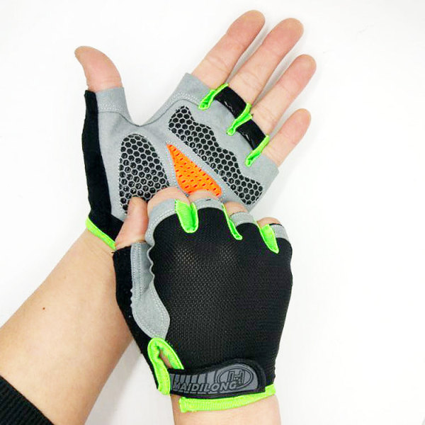 Kvinder Mænd Cykelhandsker Sommer Mesh Udendørs Sport Åndbar skridsikker solbeskyttelse Silicone Black Green XL