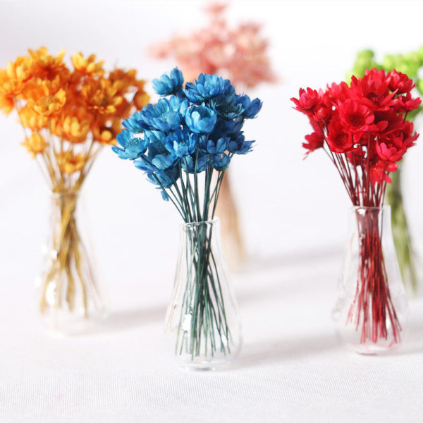 Miniatyrmöbler Leksaksdockor Hus Gör det själv Dekoration Tillbehör Mini Torkad Blomglasvas Dried Flower Green Vase