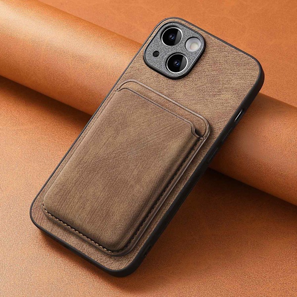 Etui til iPhone16promax brun magnetisk solidt fint hul kortholder