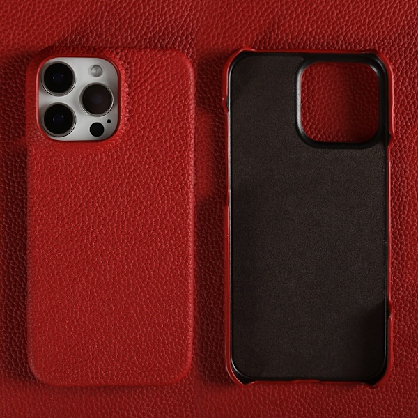 Fodral för iPhone 14plus rött läder högkvalitativt kohud
