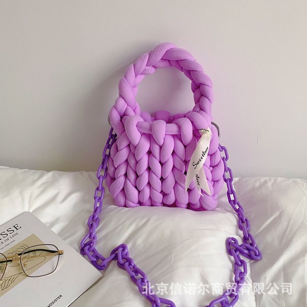 Naisten käsilaukku Materiaalipaketti Kotitekoinen Paksu Villalanka Kannettava Messenger-tyttöystävä purple
