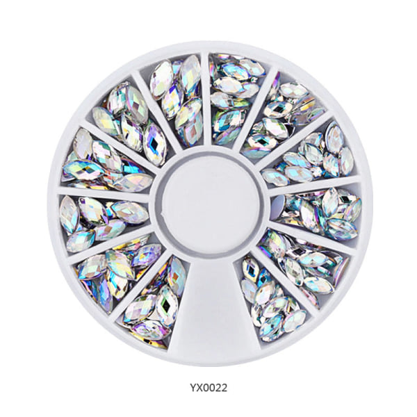 Kynsikoristeet Nail Art :lle tekojalokivi White Diamond Disc Ornament Peach Heart AB Diamond YX0022