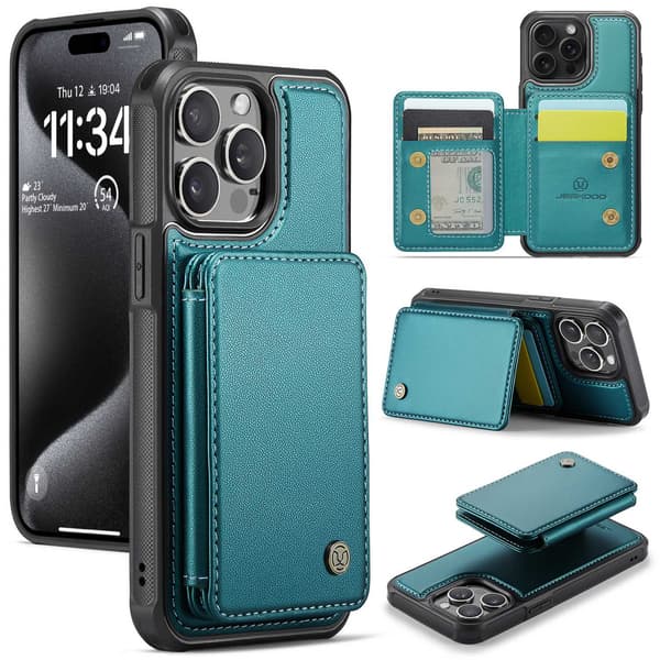 Etui til iPhone 14 Pro, himmelblå, avtakbar kortholder