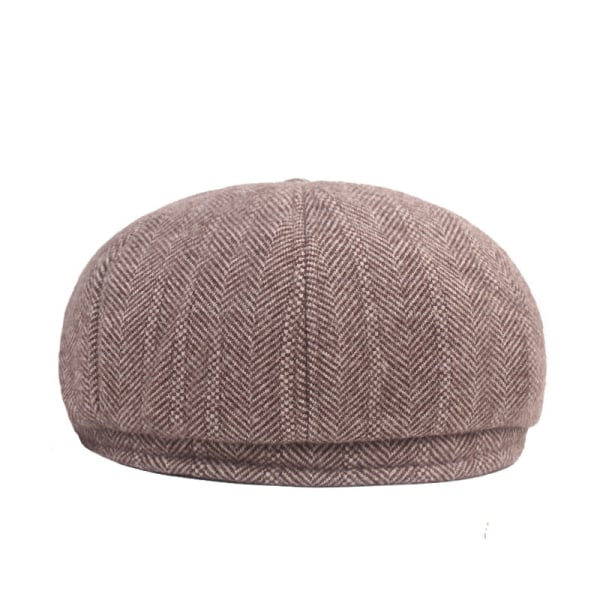 BERET Hat Hatte til ældre Mænds sildebens vinterhat Midaldrende og ældre Topkatte fortykkede øreklapper Advance Hatte Gammel hat Brown L(58cm)