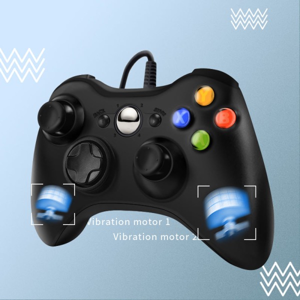 för Xbox360 Shape PC/värd Dual-Purpose Handtag USB Wired Gamepad Dator Handtag Rem Vibration Black