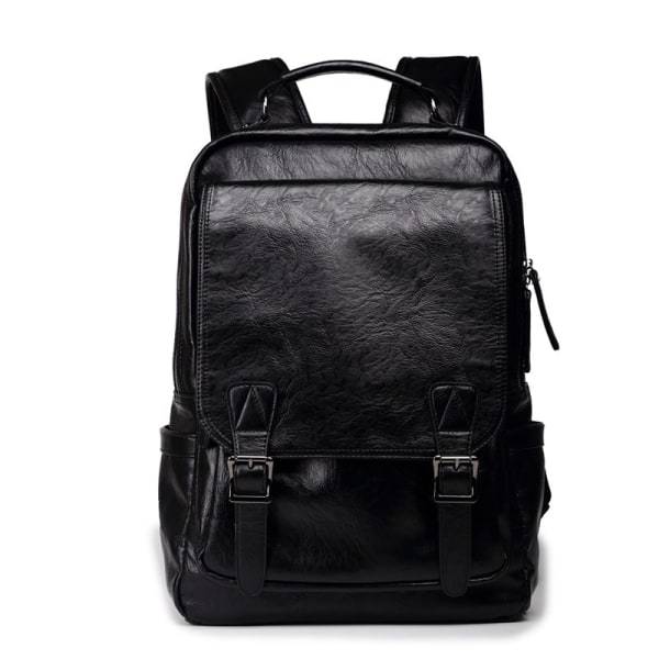 Skoleelev rygsæk College bogtaske rejsetaske Fashion Trend Release Buckle PU Læder Brown