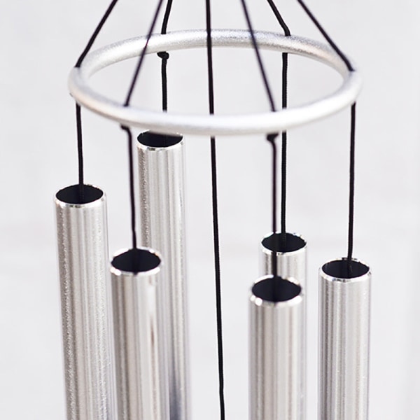 Wind Chimes Musikk Metal Seks-rør 28-tommers aluminium Tube gårdsplass utendørs Silver