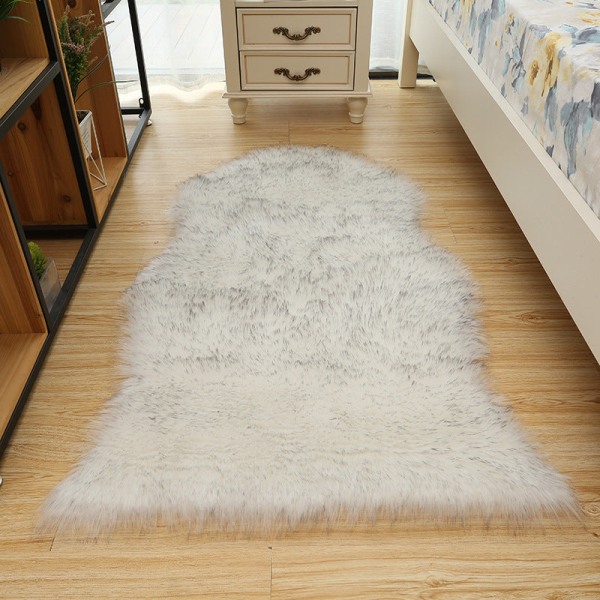Bed Blanket Wool-like Leather Sofa Carpet Floor Mat Cushion Window Cushion Living Room Bedroom Non-Slip Mat Blanket White Gray pointed Color 60*100cm