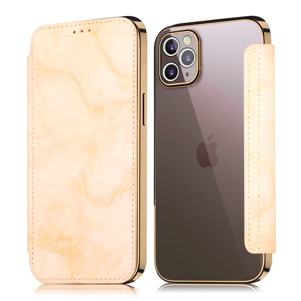 Etui til iPhone 13 mini guld marmor galvanisering PU læder blødt