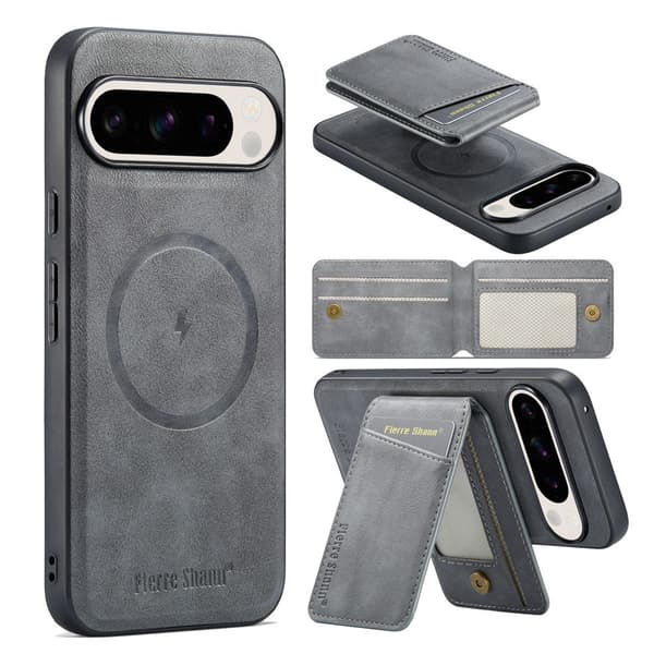 Etui til iPhone 13 Pro Max 025 grå magnetisk læder kortholder aftagelig